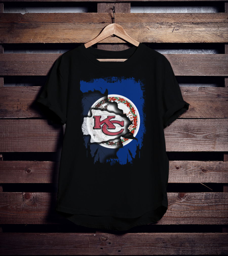 Virginia State Flag With KC Chiefs Logo Fusion T-Shirt
