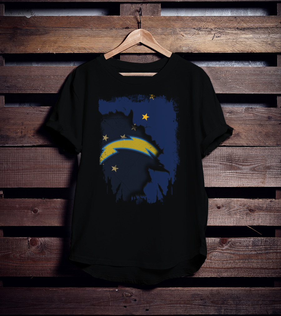 Alaska And Los Angeles Chargers Lightning Bolt Logo Fusion T-Shirt