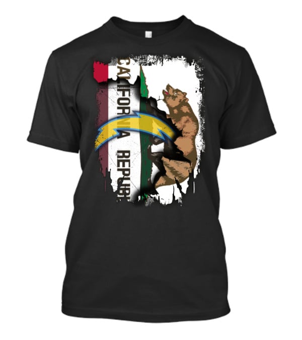California Republic With Chargers Logo And Bear T-Shirt