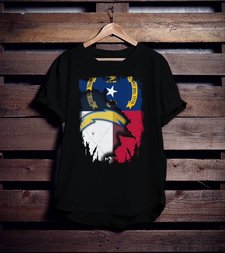 Together North Carolina State Flag With Los Angeles Chargers T-Shirt
