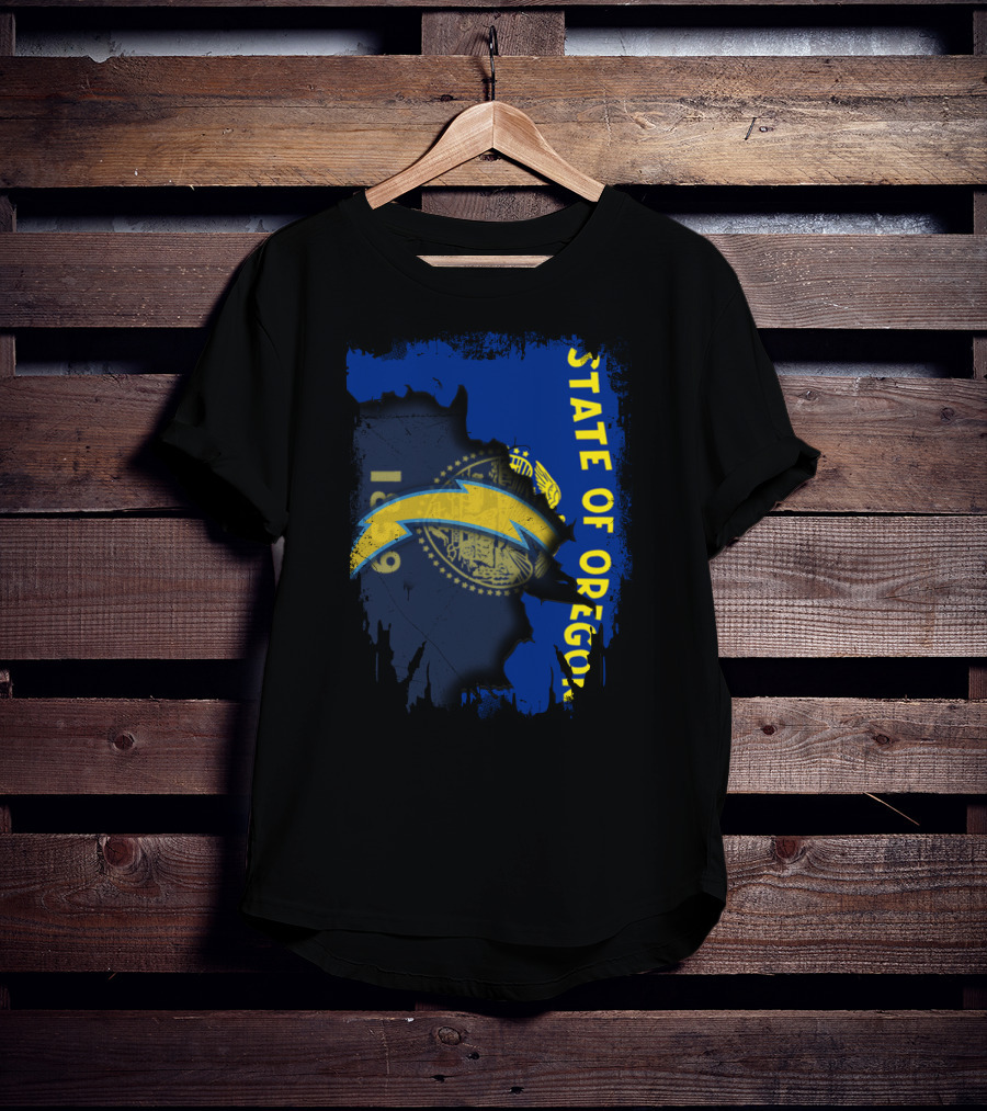 State Of Oregon Emblem With Chargers Bolt T-Shirt