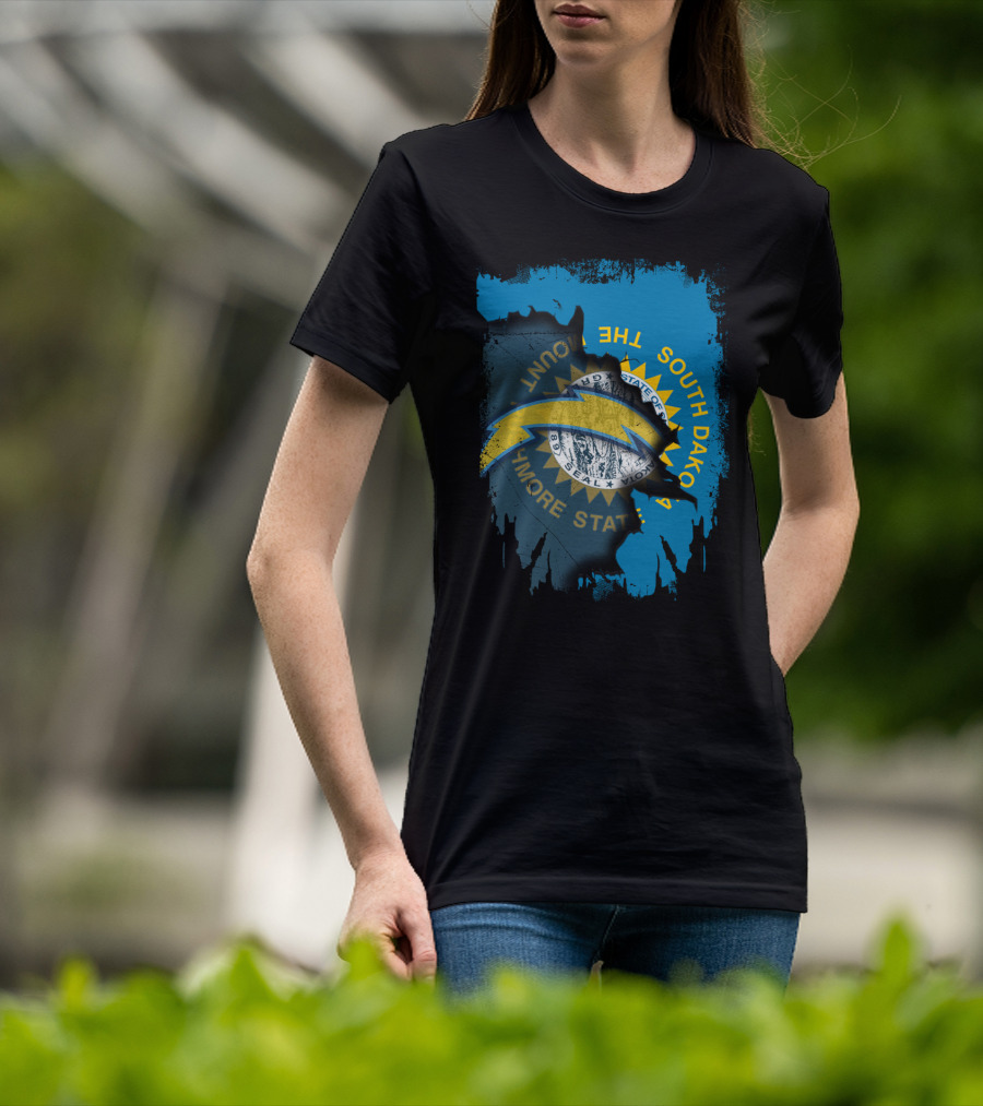 South Dakota With Chargers And The Mount Rushmore State Seal T-Shirt