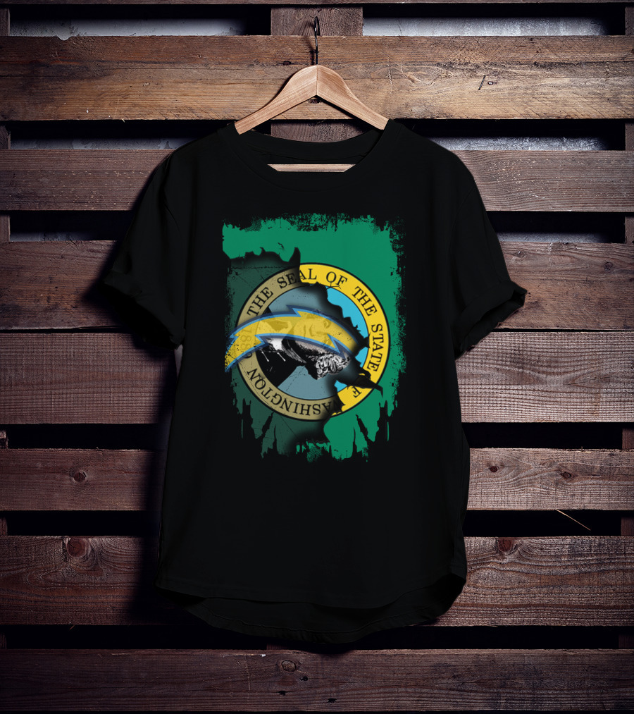 Washington State Seal With Chargers Lightning Bolt Integration T-Shirt
