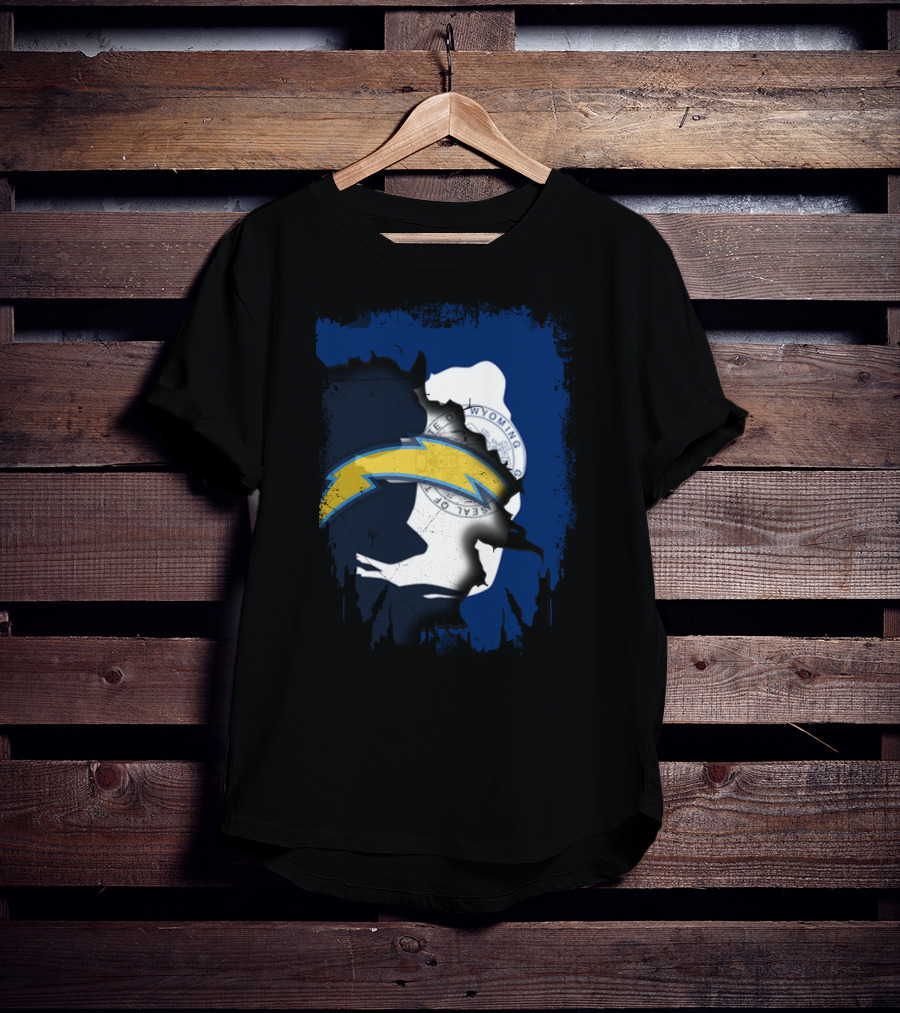 Together Wyoming Chargers Buffalo Silhouette Flag T-Shirt