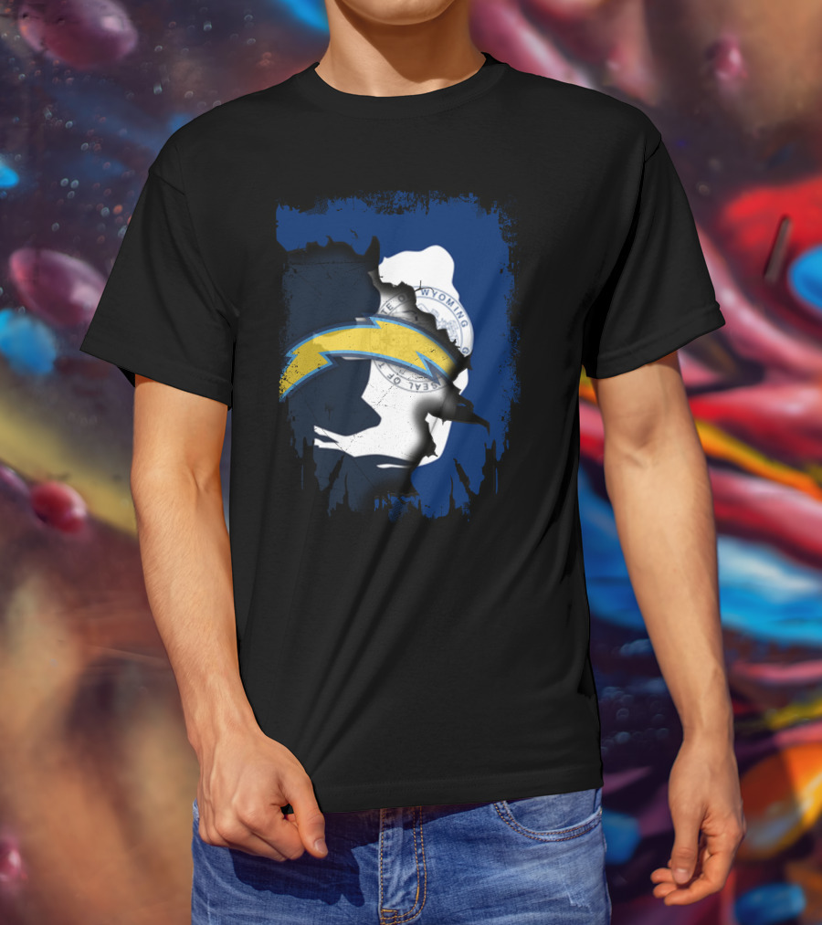 Together Wyoming Chargers Buffalo Silhouette Flag T-Shirt