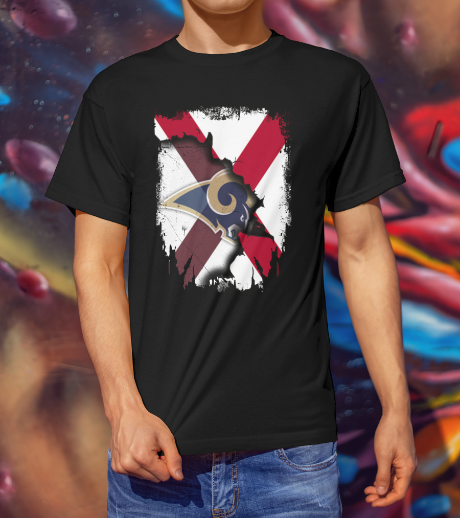 Alabama Flag With Rams Logo Together T-Shirt