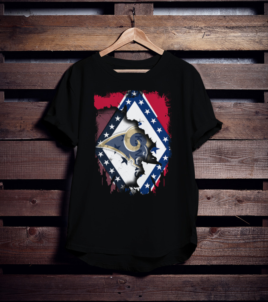 Arkansas Flag With Los Angeles Rams Logo Together T-Shirt