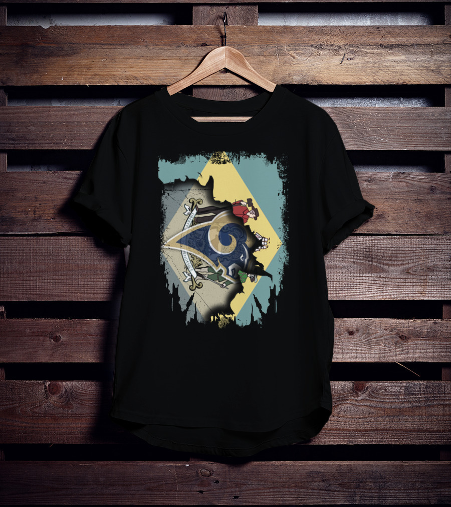 Delaware With Rams Logo And Diamond-Themed Emblem T-Shirt