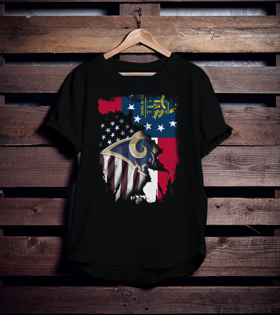 Together Georgia Rams American Flag Grunge T-Shirt