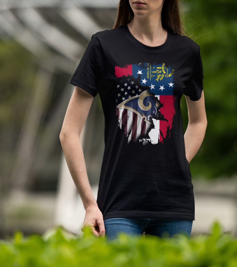 Together Georgia Rams American Flag Grunge T-Shirt