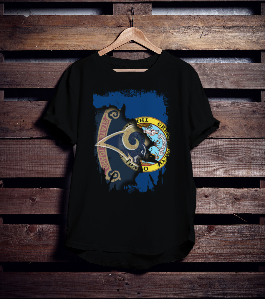 State Of Idaho Rams Flag Fusion T-Shirt