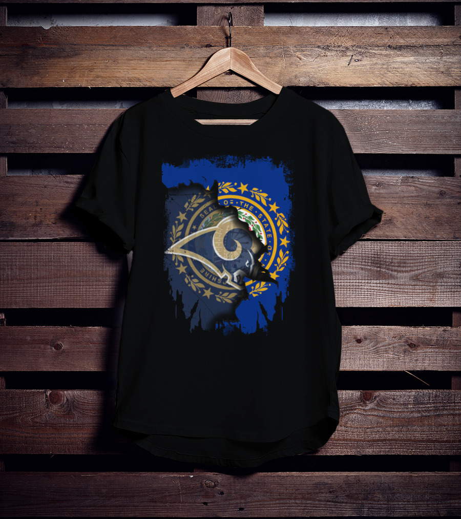 New Hampshire State Seal And Rams Logo Fusion T-Shirt