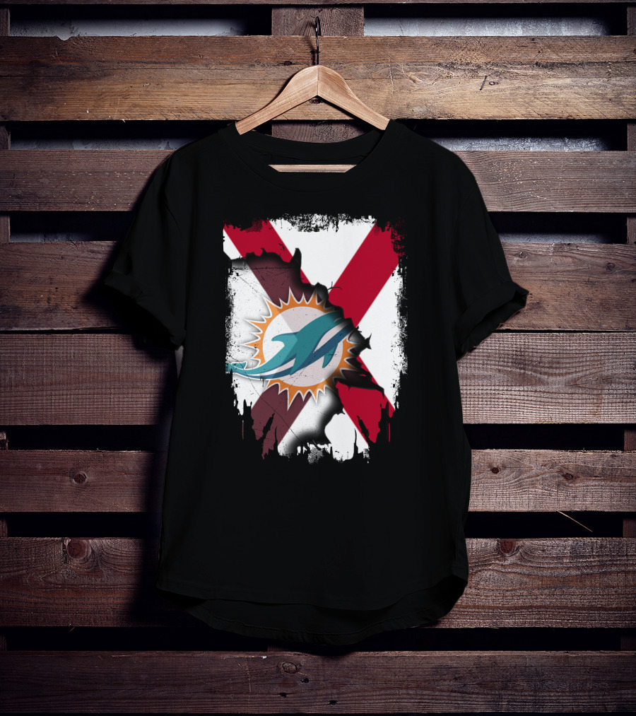 Alabama Miami Dolphins X Grunge Symbol Collaboration T-Shirt