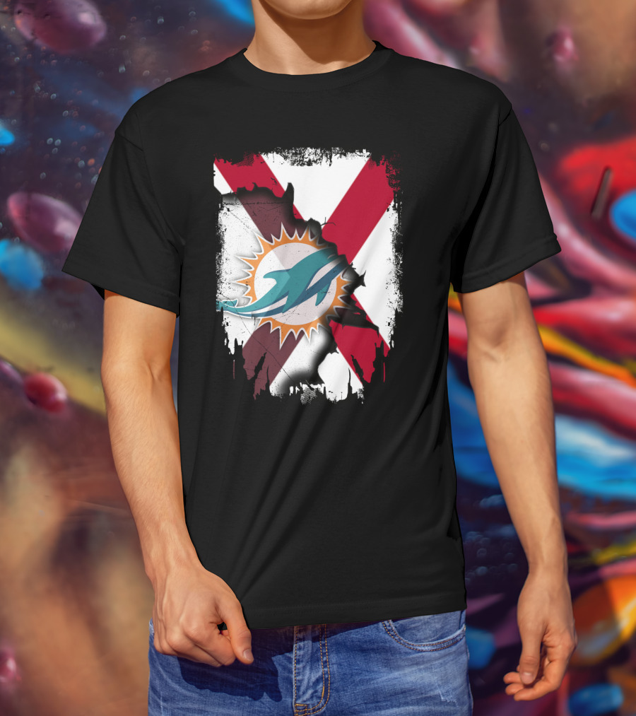 Alabama Miami Dolphins X Grunge Symbol Collaboration T-Shirt