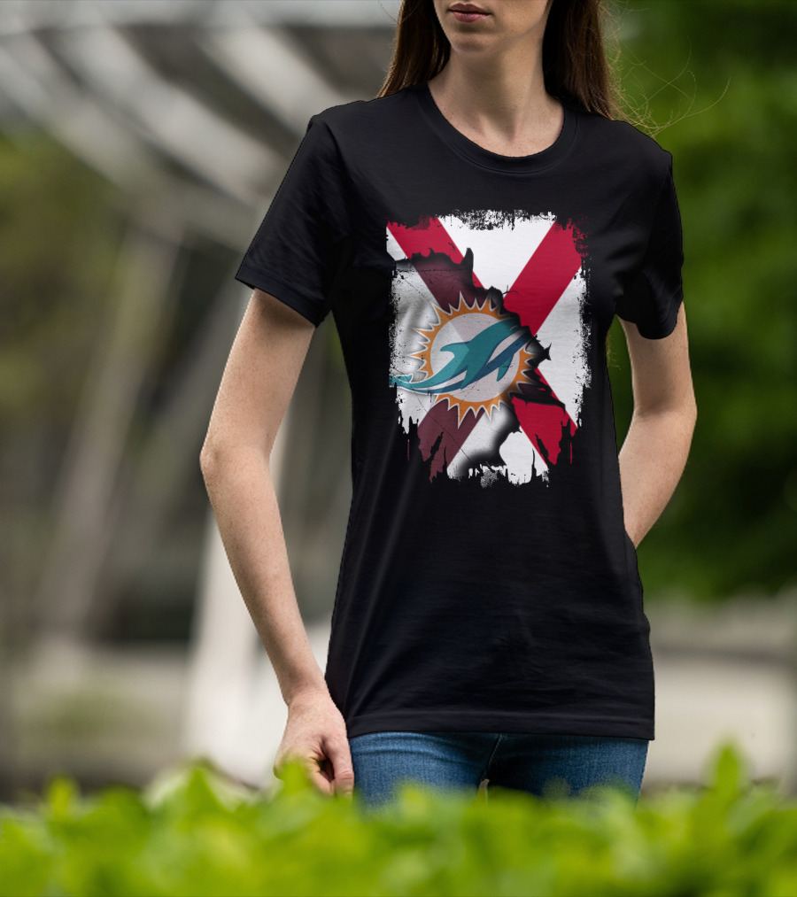 Alabama Miami Dolphins X Grunge Symbol Collaboration T-Shirt