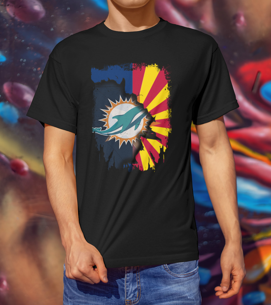 Miami Dolphins Arizona Flag Fusion T-Shirt