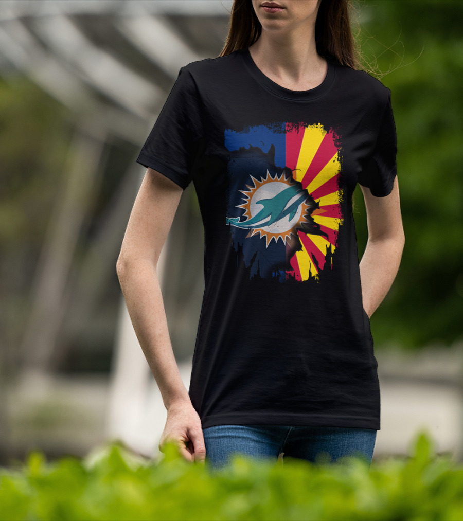 Miami Dolphins Arizona Flag Fusion T-Shirt