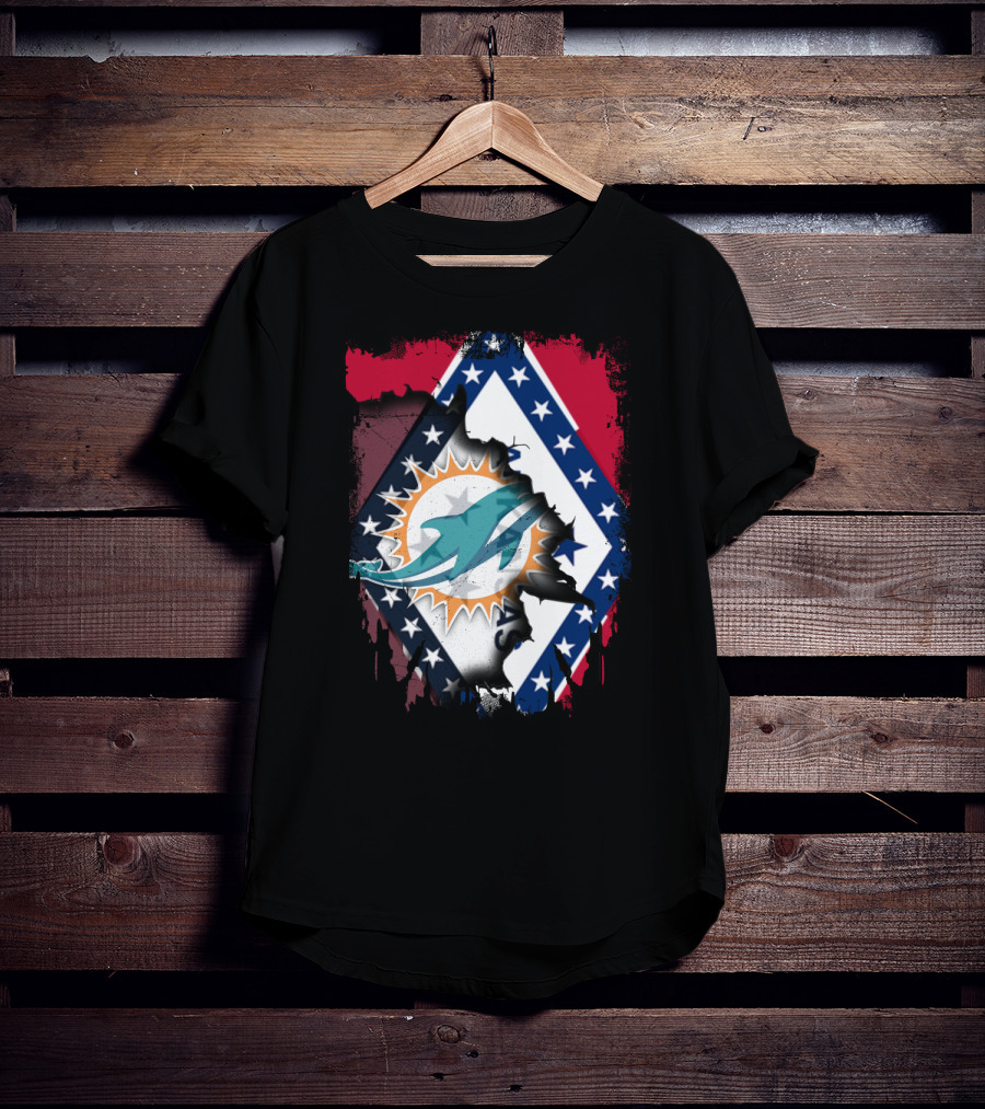 Arkansas Flag With Miami Dolphins T-Shirt