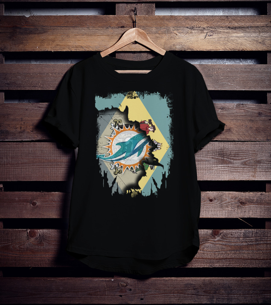 Delaware Dolphins Football Flag Fusion T-Shirt