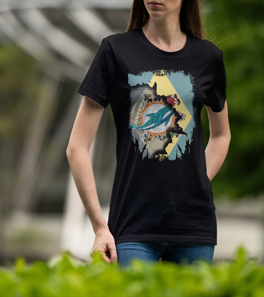 Delaware Dolphins Football Flag Fusion T-Shirt