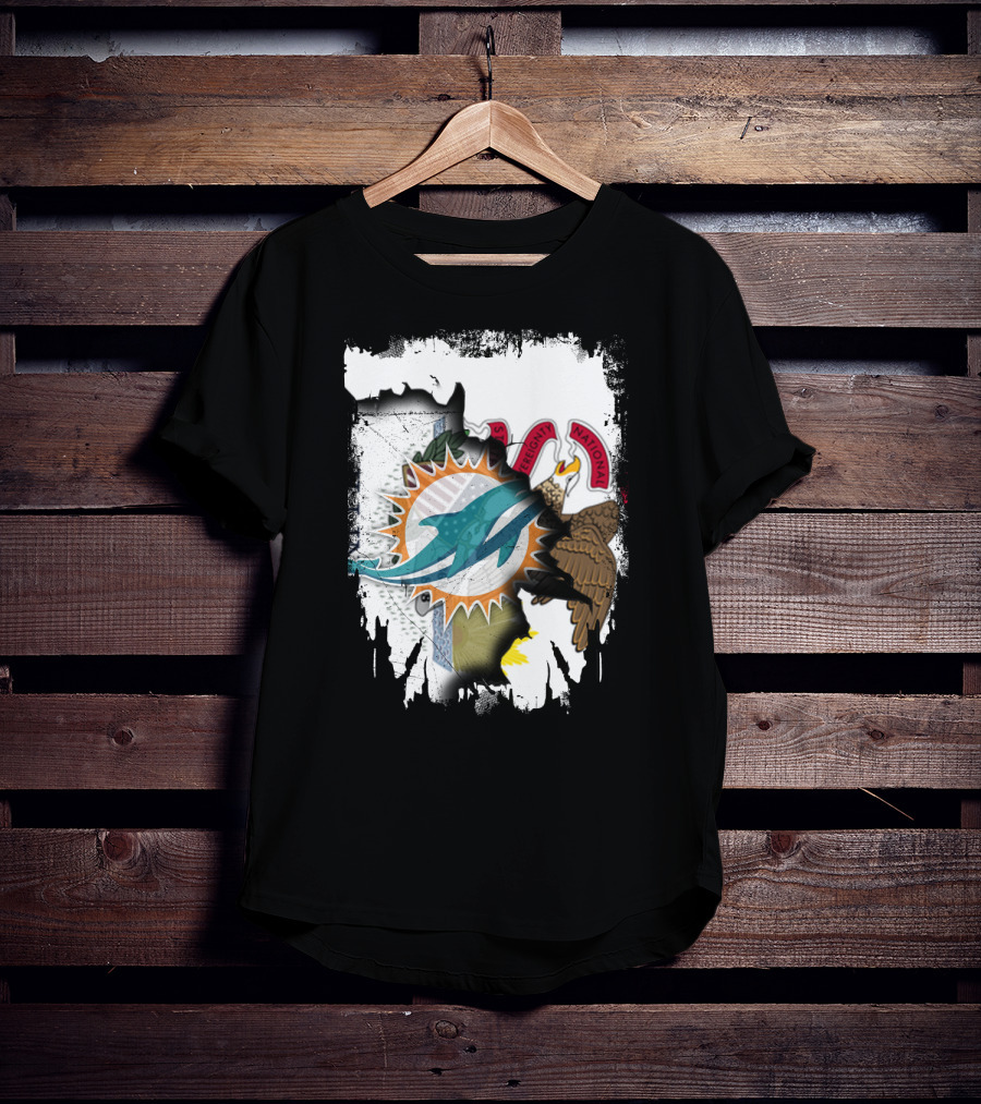 Together Illinois Miami Dolphins Logo Over State Seal T-Shirt
