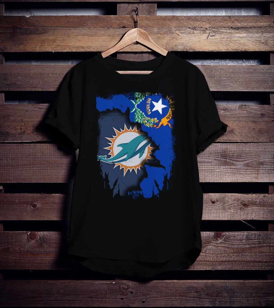 Nevada Dolphins Logo Fusion With State Flag T-Shirt