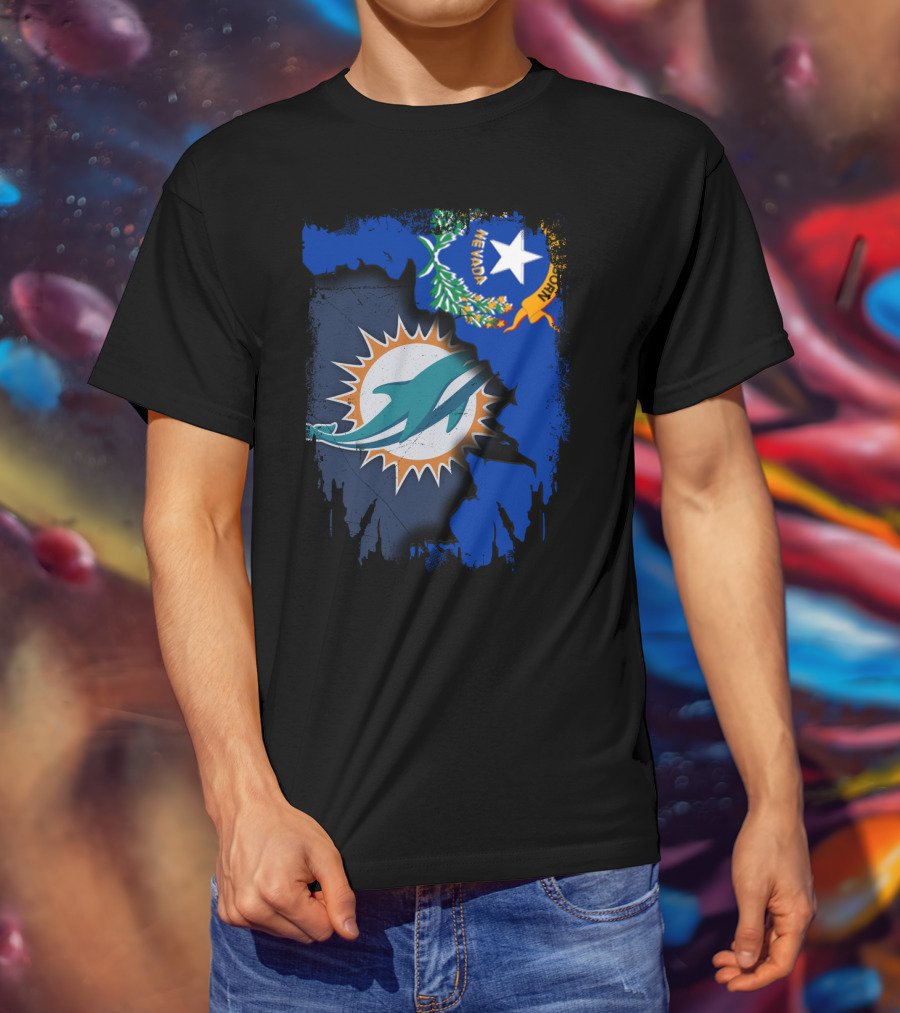 Nevada Dolphins Logo Fusion With State Flag T-Shirt