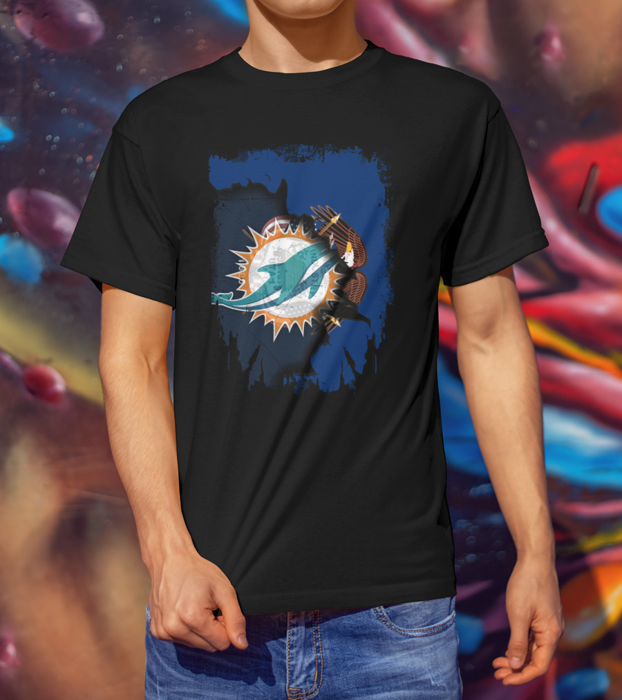 Together Utah With Dolphins Miami Symbol Eagle Feathers T-Shirt