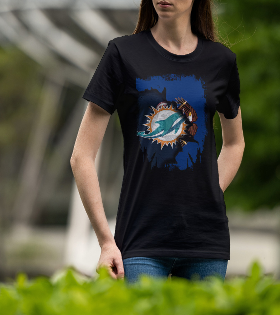 Together Utah With Dolphins Miami Symbol Eagle Feathers T-Shirt