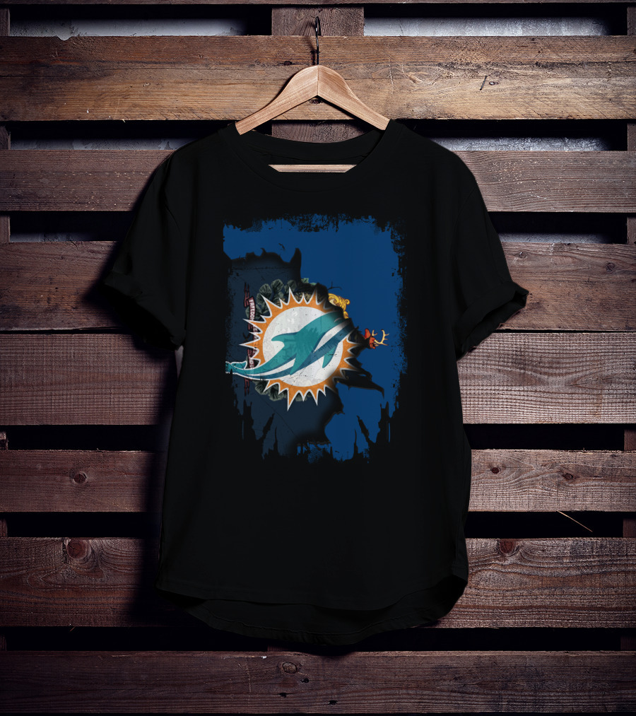 Together Vermont Miami Dolphins Logo Overlay T-Shirt