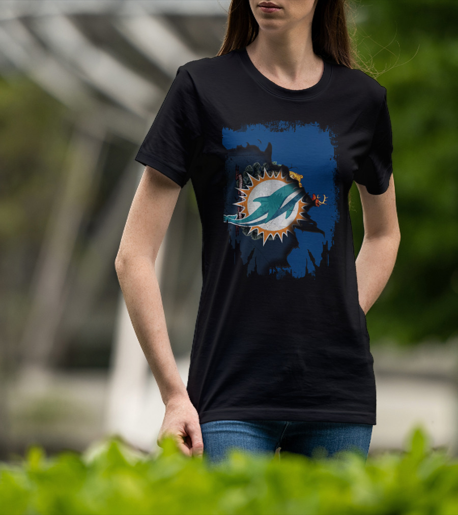 Together Vermont Miami Dolphins Logo Overlay T-Shirt