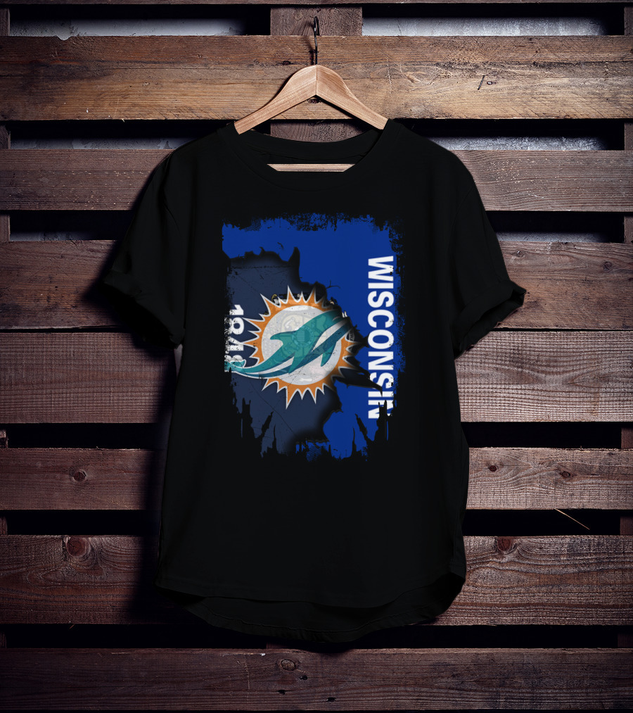 Wisconsin Miami Dolphins 1848 Flag Inspiration T-Shirt