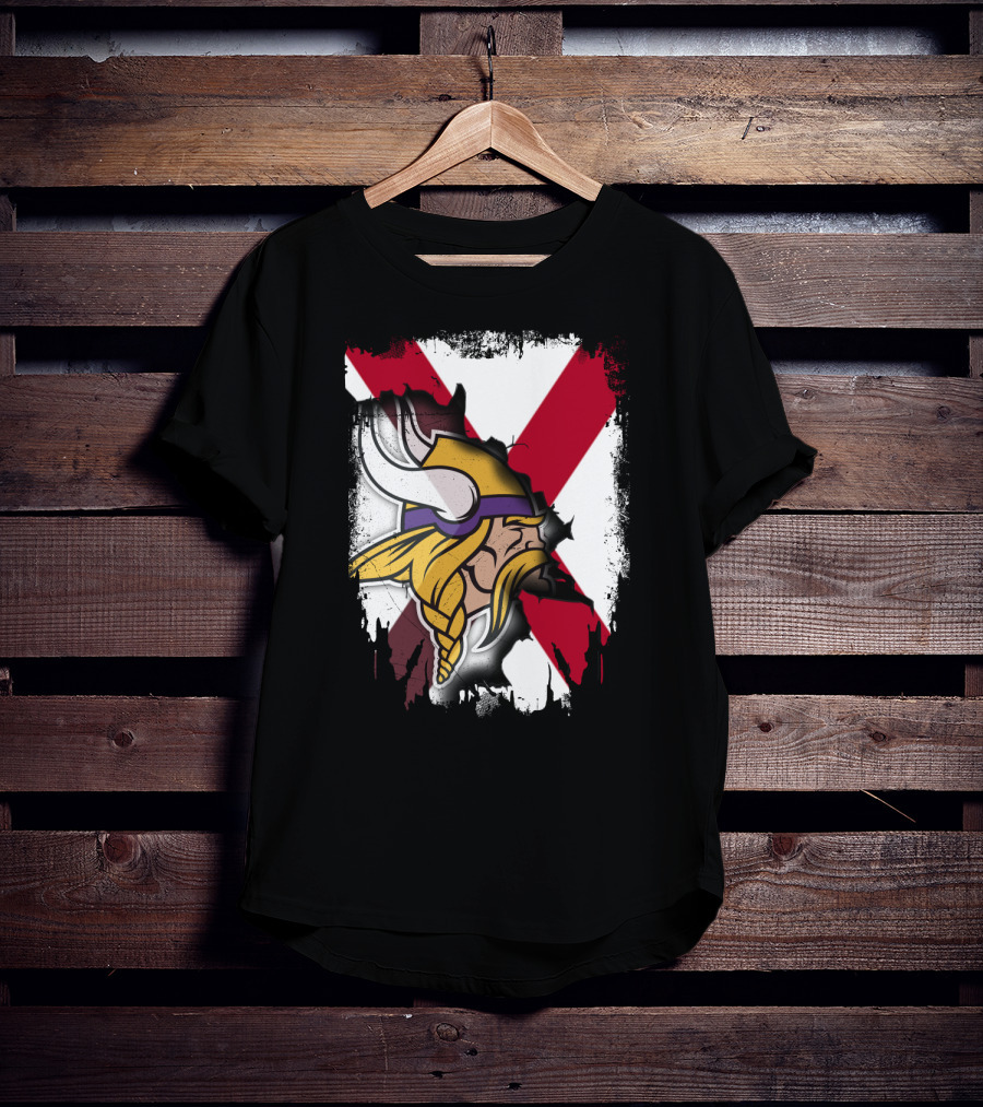 Alabama Vikings United With Crossed Flag T-Shirt