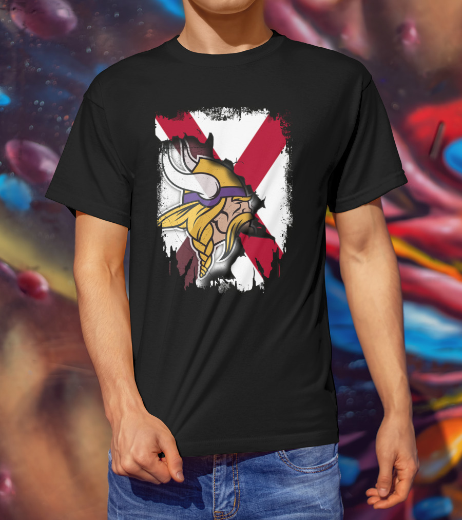 Alabama Vikings United With Crossed Flag T-Shirt