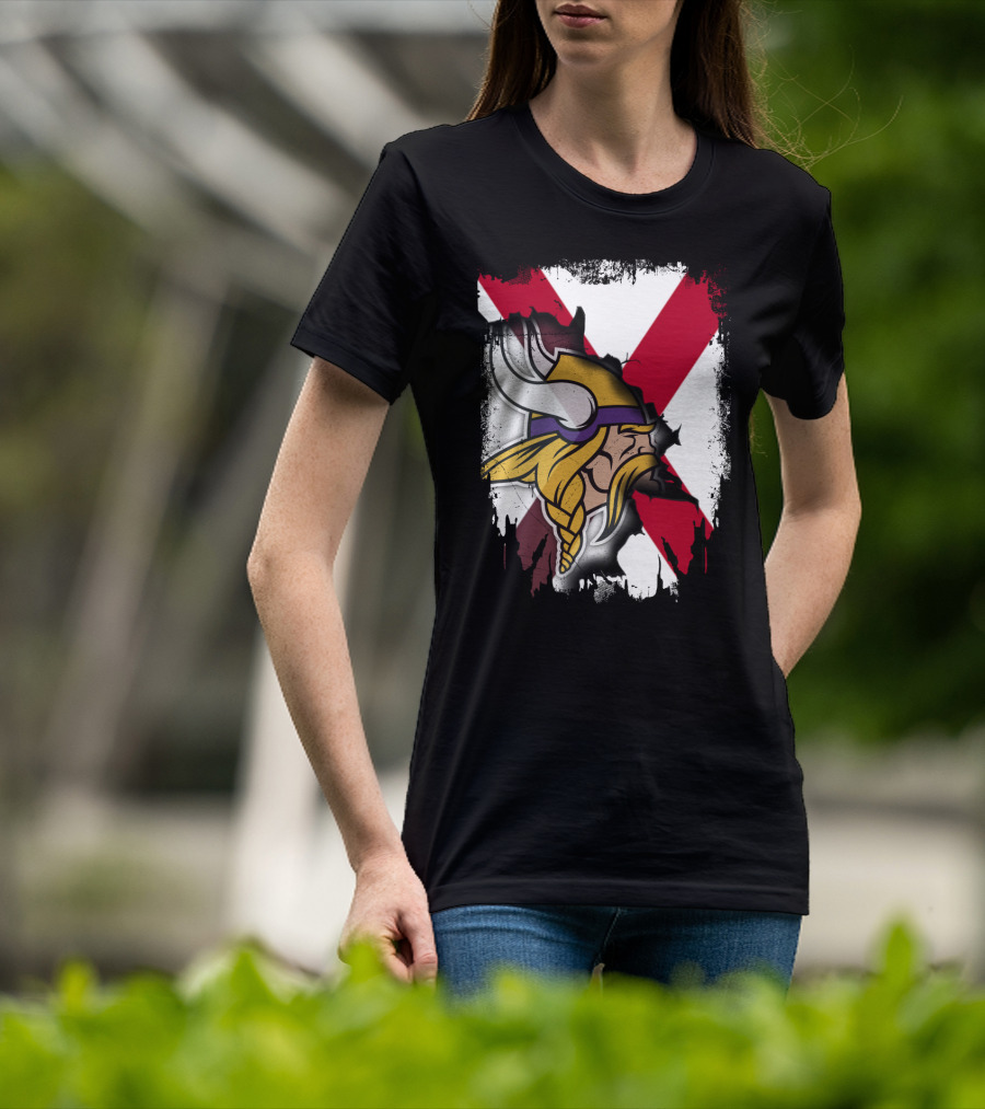 Alabama Vikings United With Crossed Flag T-Shirt