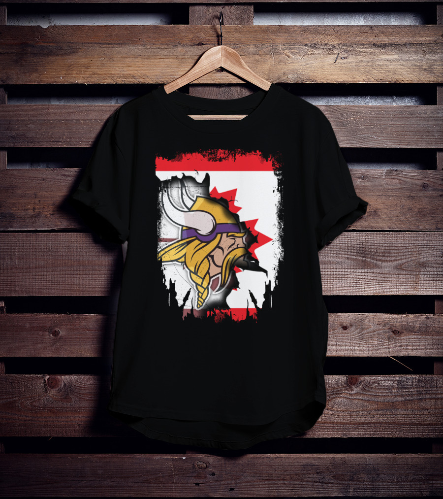 Minnesota Vikings And Canada Fusion Flag T-Shirt