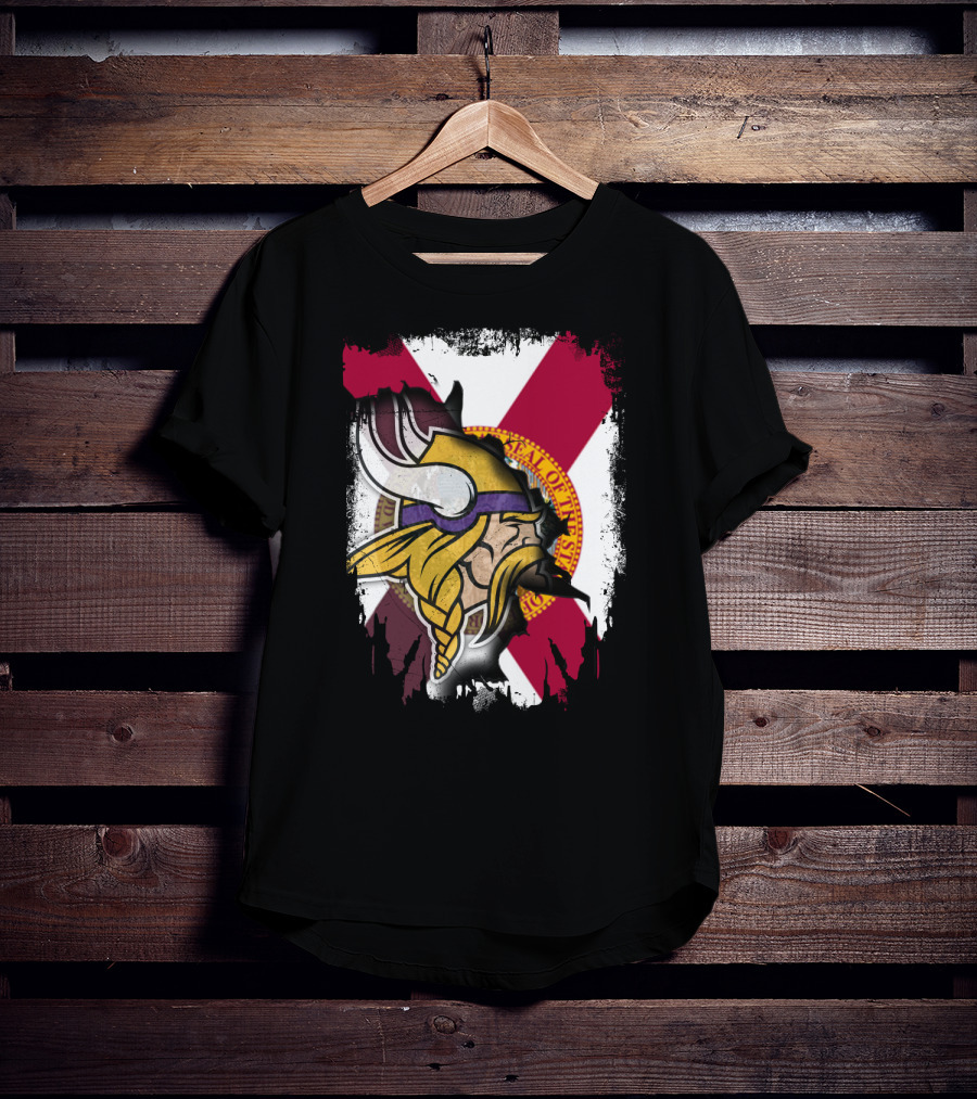 Florida State Flag With Minnesota Vikings Helmet T-Shirt