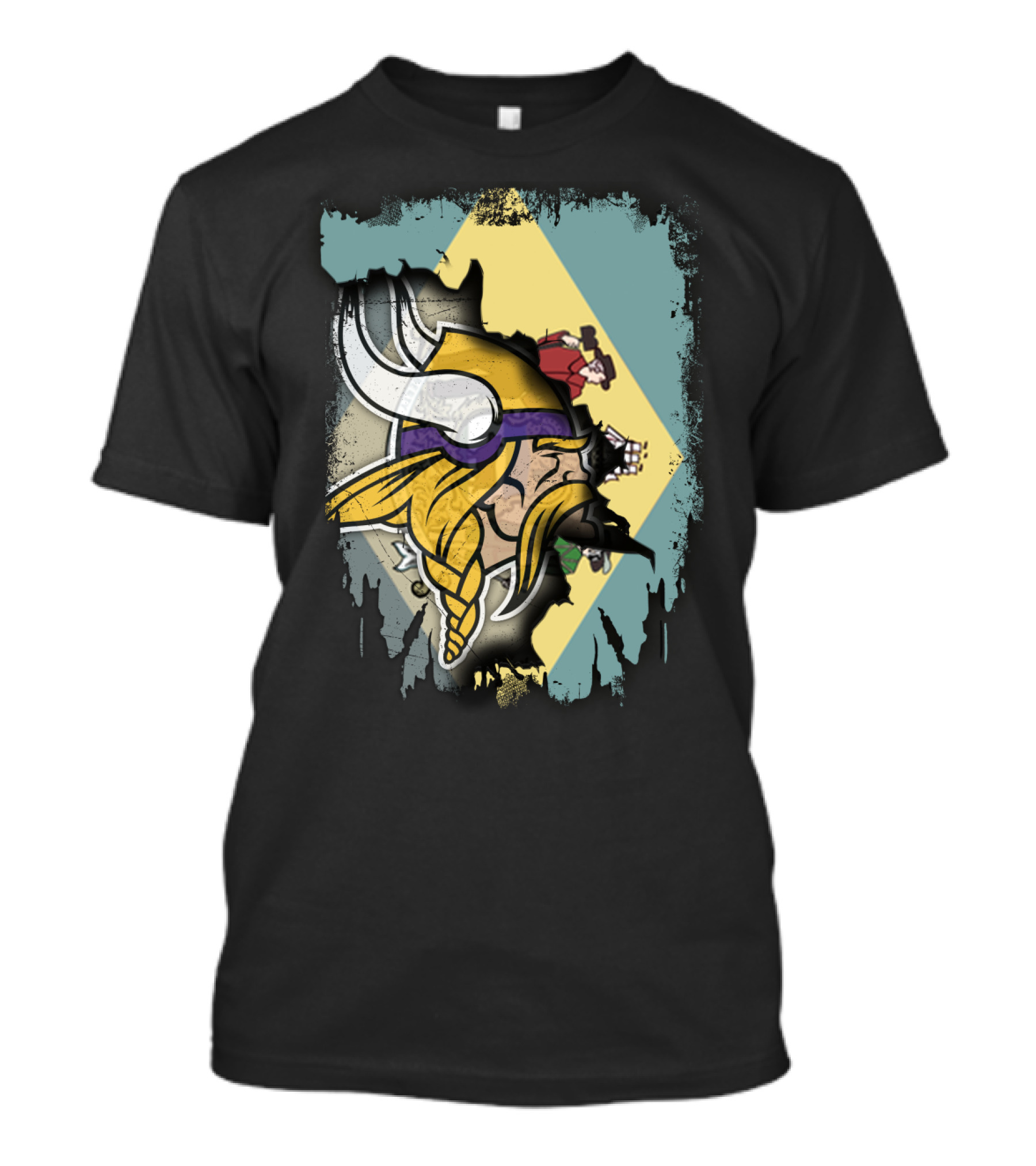 Together Delaware Viking Helmet Overlapping State Flag And Historical Figures T-Shirt