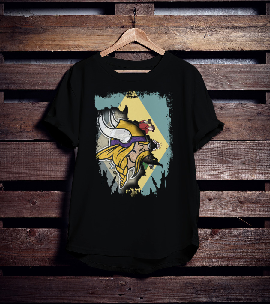 Together Delaware Viking Helmet Overlapping State Flag And Historical Figures T-Shirt