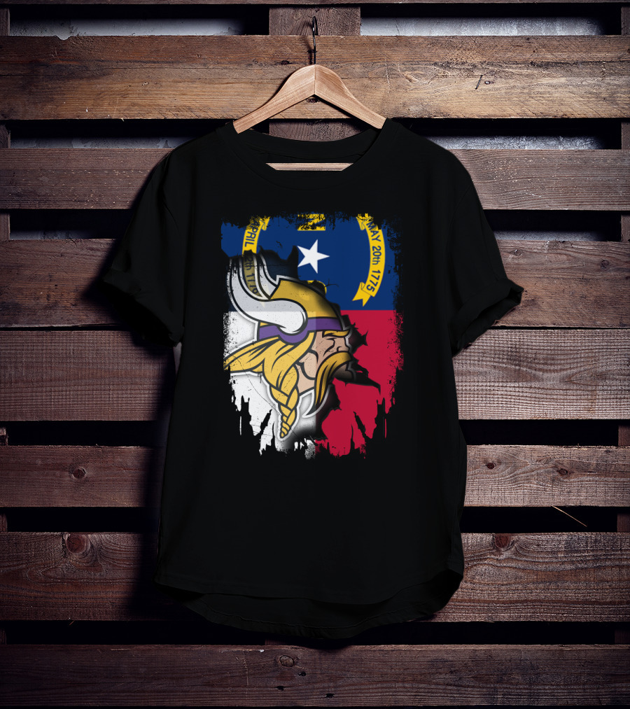 North Carolina Flag With Viking Head Logo April 12th 1776 May 20th 1775 T-Shirt