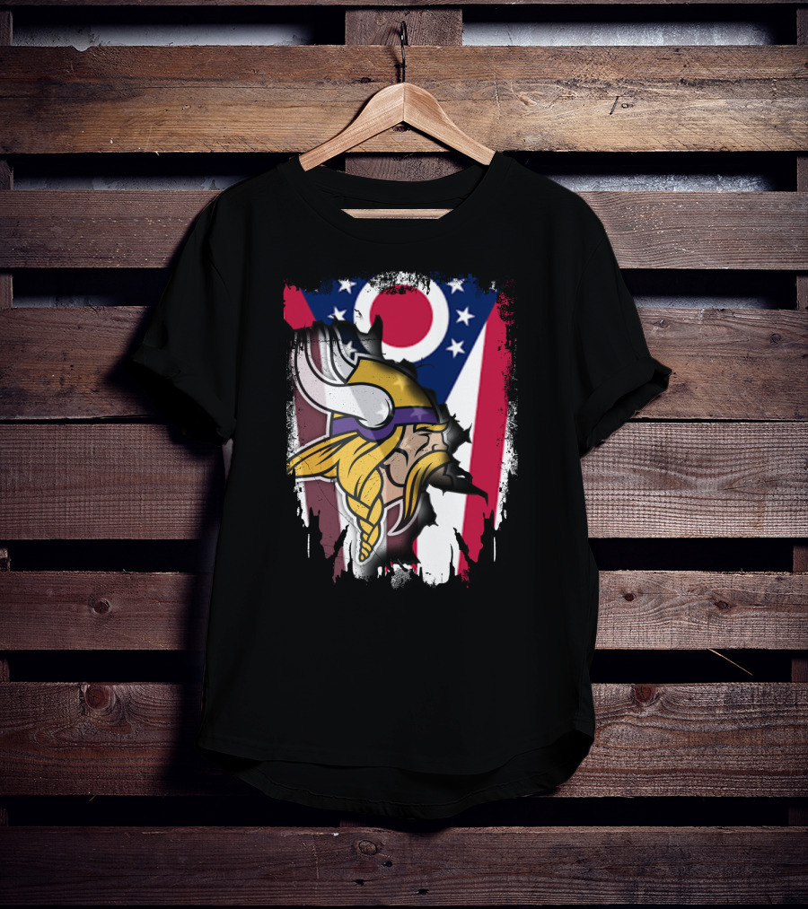 Together Ohio Ohioan Flag With Vikings Viking Helmet Viking Warrior T-Shirt
