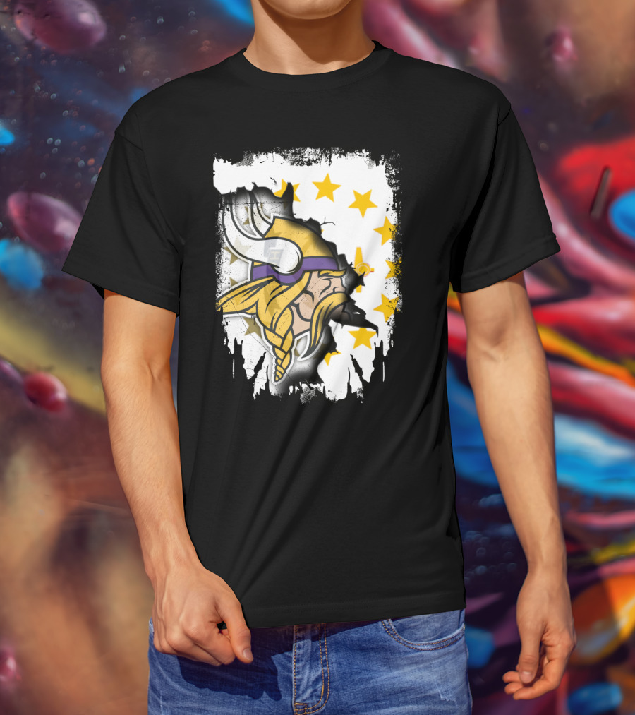 Rhode Island With Vikings And Stars T-Shirt