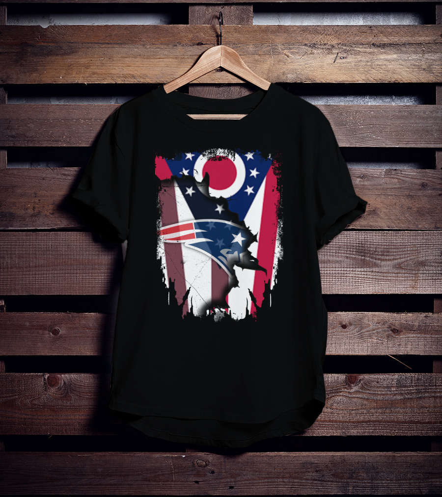 Ohio Flag With New England Patriots Logo Integration T-Shirt