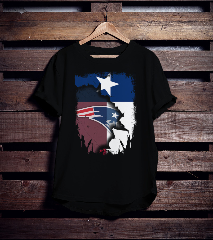 Together Texas With Patriots Star Flag And Football Motif T-Shirt