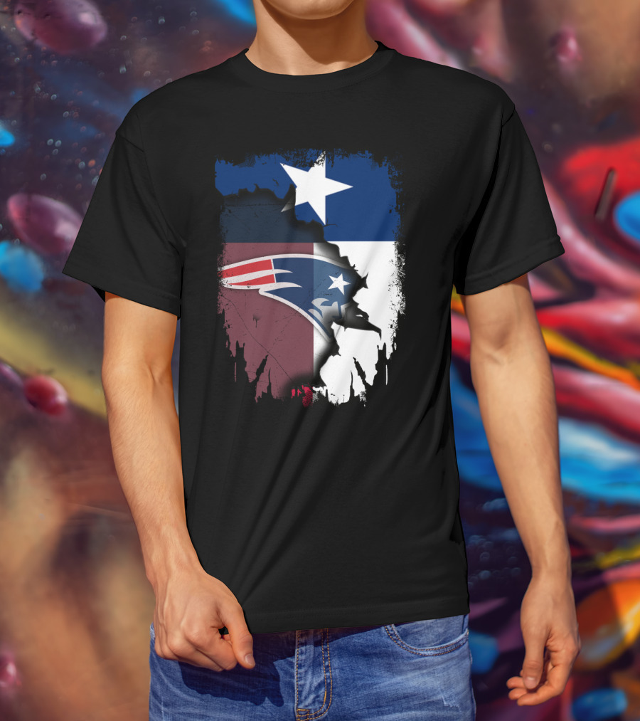 Together Texas With Patriots Star Flag And Football Motif T-Shirt