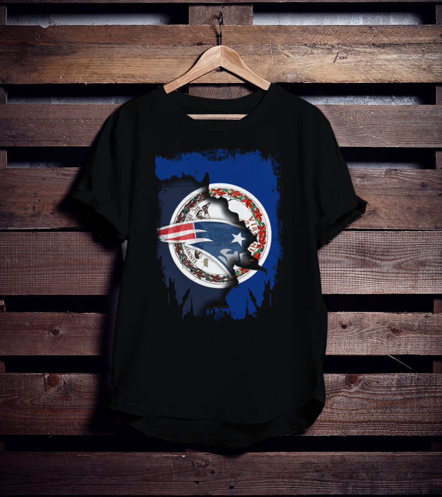 Virginia State Seal With Patriots Football Symbol Together T-Shirt