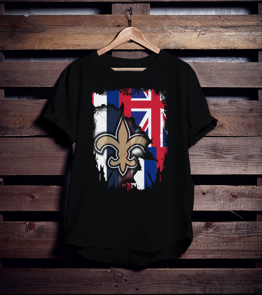 Together Hawaii New Orleans Saints Fleur De Lis Flag T-Shirt