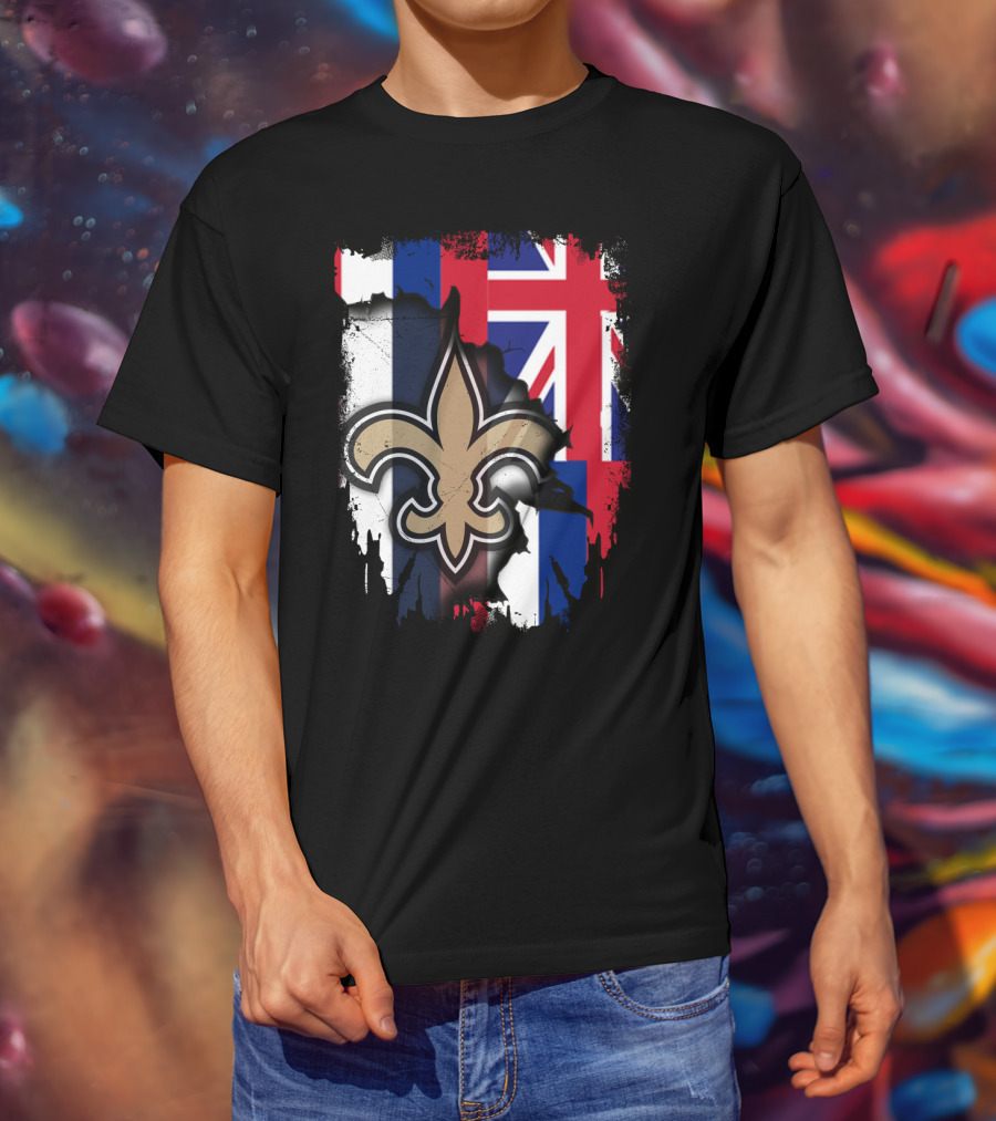 Together Hawaii New Orleans Saints Fleur De Lis Flag T-Shirt