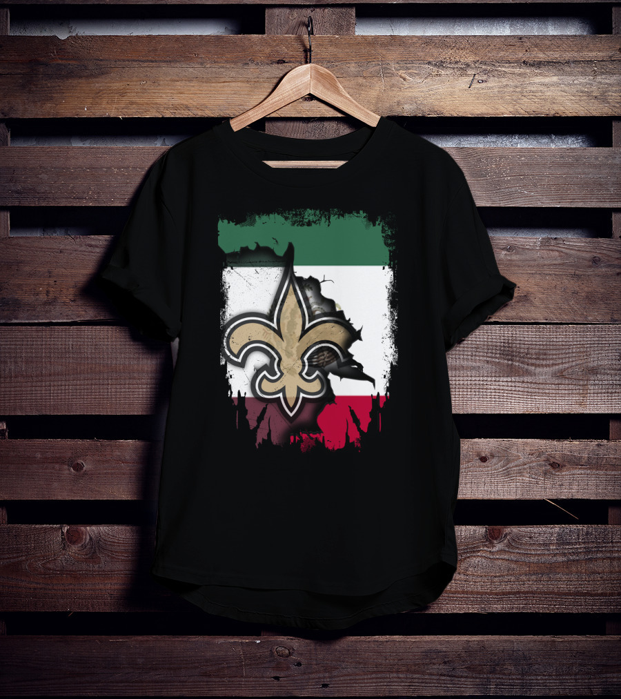 Fleur-de-Lis Mexico Flag Saints Unity T-Shirt