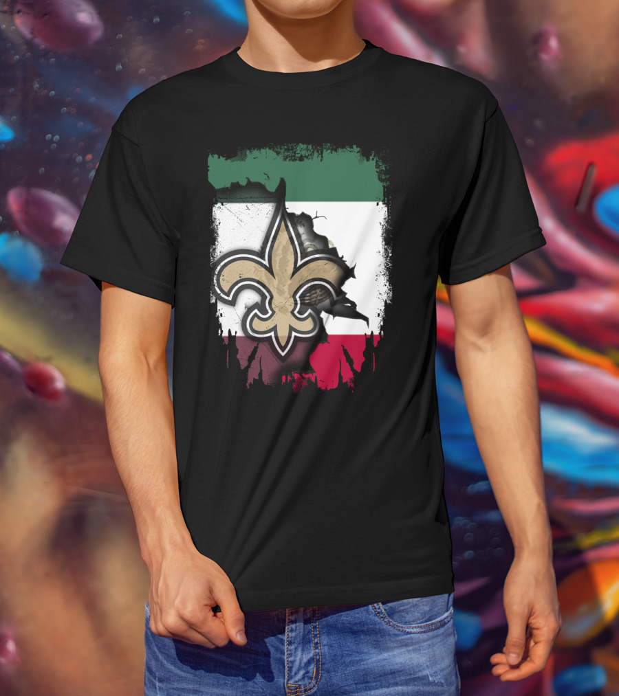 Fleur-de-Lis Mexico Flag Saints Unity T-Shirt